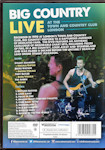 Big Country Live at the Town & Country Club Rear cover
